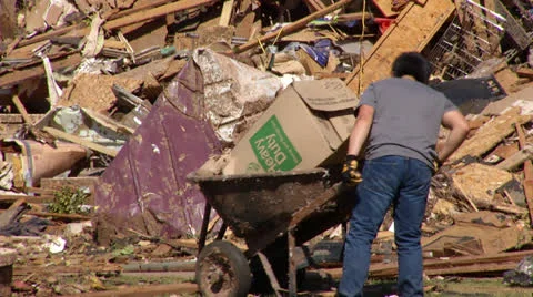 Moore, Oklahoma tornado cleanup in community Stock Footage 24184632