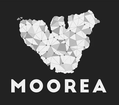 Moorea - communication network map of island. Moorea trendy geometric desig.. Stock Photos