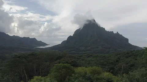 Moorea Daytime Mountain peak raw Stock Footage 127009306