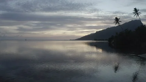 Moorea Over Ocean Stock Footage 127010037