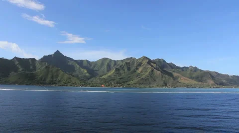 Moorea reef and mountains Stock Footage 2240837