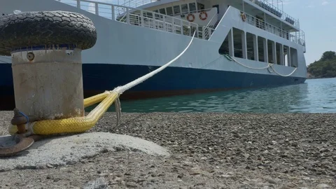 Moored Big Ferry-boat Stock Footage 77358939