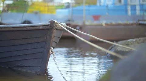 Moored boar at the river. 動画素材 49413236