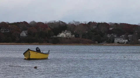 Moored boat blown by wind Stock Footage 46462227