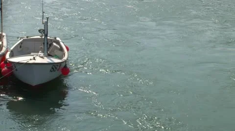 Moored Boat in Flowing River Video stock 8951010