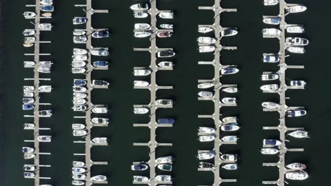 Moored boats and yachts from drone Stock Footage 149228366