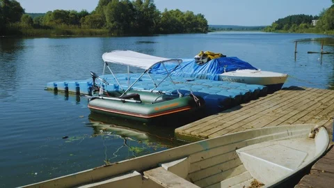 Moored boats Stock Footage 106410838