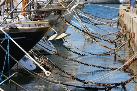 Moored boats Stock Photos