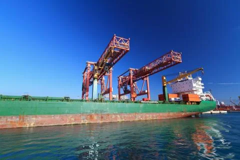Moored container ship Stock Photos
