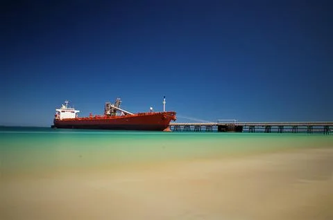 Moored at the jetty Foto stock