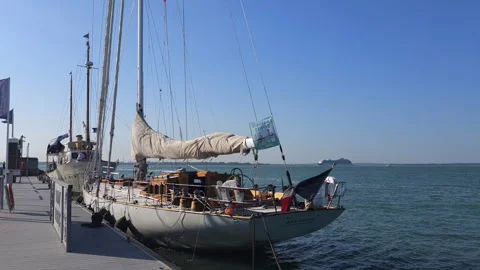Moored sailing boats moving with waves, Isle of Wight, United Kingdom Video stock 293616148