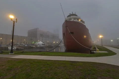 Moored Ship in the Duluth Harbor 写真素材