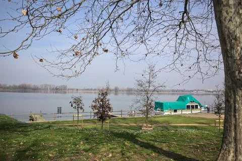 Moored ship in a park Stock Photos