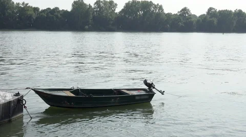 Moored Steel runabout. Stock Footage 67953936