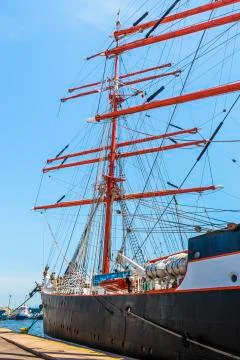 Moored tall ship Stock Photos
