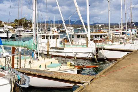 Mooring boats - Triabunna Stock Photos