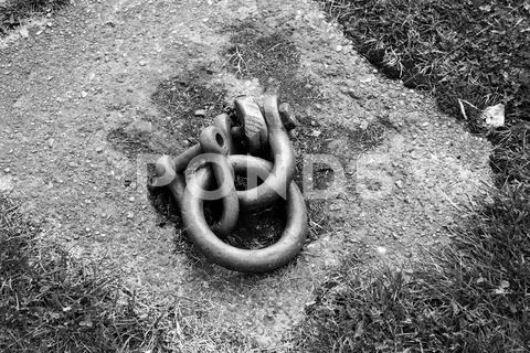 Mooring loop on the coast of the river Stock Photos