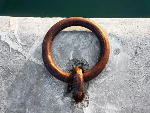 Mooring ring on dock Stock Photos