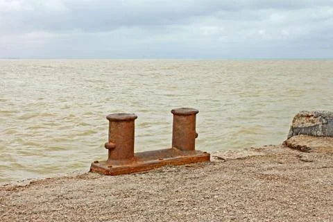Mooring rusty bitts Stock Photos