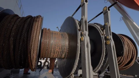 Mooring winch during operations Stock Footage 85500142