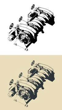 Mooring winch illustrations Stock Illustration