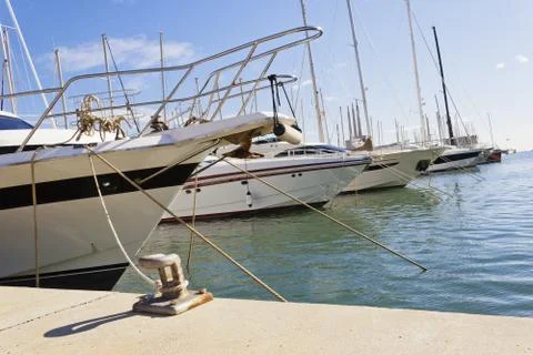 Mooring yachts in the dock Stock Photos