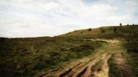 Moorland landscape scene stock footage. Stock Footage