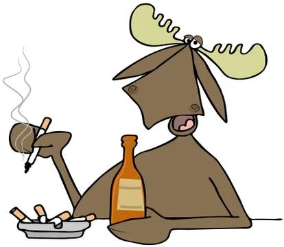 Moose in a bar Stock Illustration