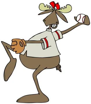 Moose baseball pitcher Stock Illustration