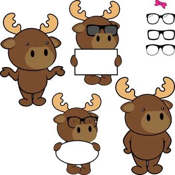 Moose cartoon holding empty billboard Stock Illustration