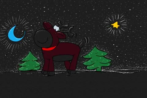 Moose at Christmas Stock Illustration