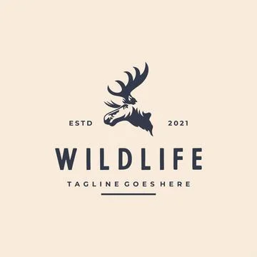 Moose Deer Head Silhouette Vector Logo Illustration Design Stock Illustration