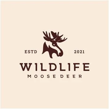 Moose Deer Head Silhouette Vector Logo Illustration Design Stock Illustration