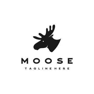 Moose Deer Head Silhouette Vector Logo Illustration Design Illustrazione stock