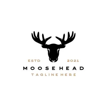 Moose Deer Head Silhouette Vector Logo Illustration Design Stock Illustration