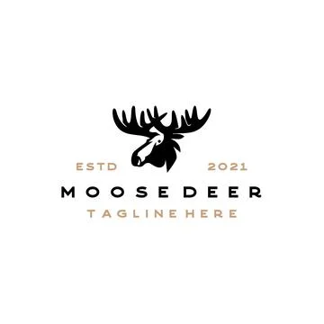 Moose Deer Head Silhouette Vector Logo Illustration Design Stock Illustration
