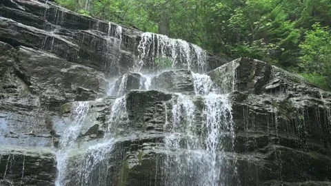 Moose Falls: Slow Motion Waterfall - Revelstoke Stock Footage 345178903