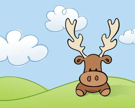 Moose in a field Stock Illustration