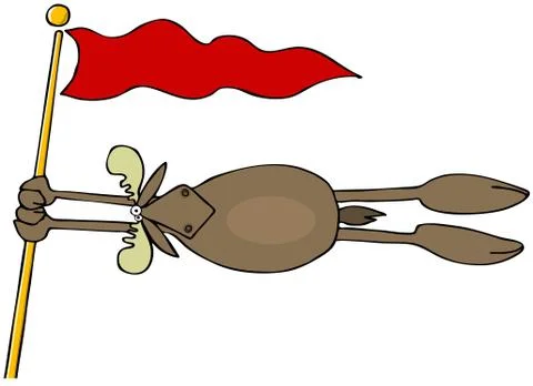 Moose hanging on to a flagpole Stock Illustration