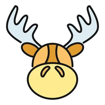Moose head cartoon character drawing with antlers Illustrazione stock