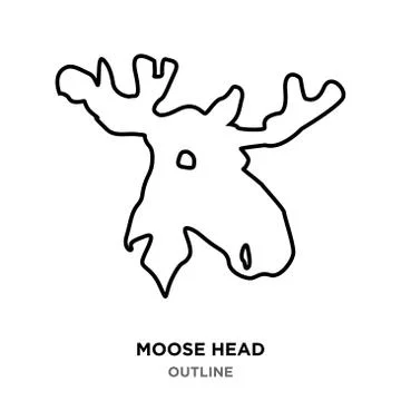 Moose head outline on white background Stock Illustration