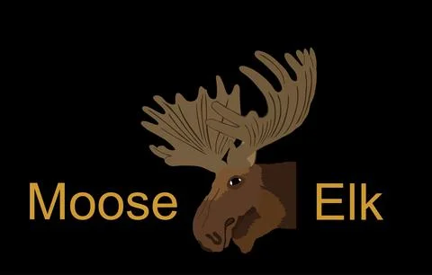 Moose head vector illustration isolated on black background. Elk buck Stock Illustration