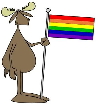 Moose holding a rainbow flag Stock Illustration