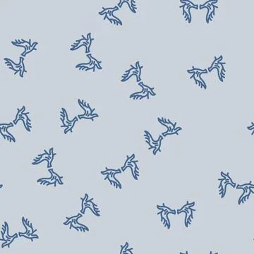 Moose horn animal line vector seamless pattern Stock Illustration