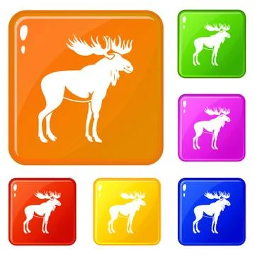 Moose icons set vector color Ilustración de archivo