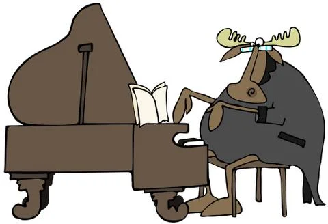 Moose pianist Illustrazione stock