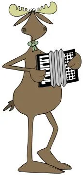 Moose playing an accordion Stock Illustration
