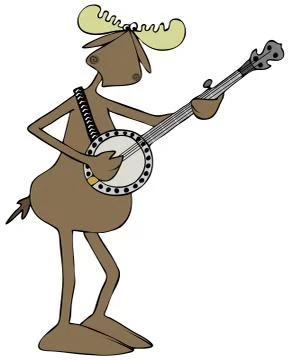 Moose playing a banjo Illustrazione stock