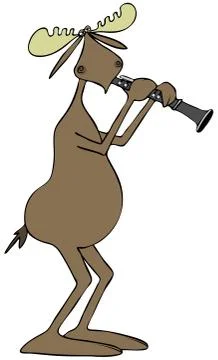 Moose playing a clarinet Stock Illustration