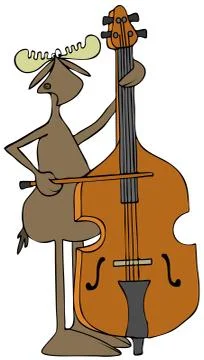 Moose playing a double bass Stock Illustration